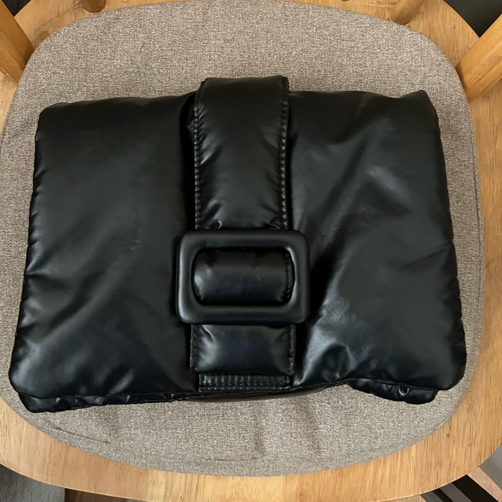 Zara black puffer clutch bag